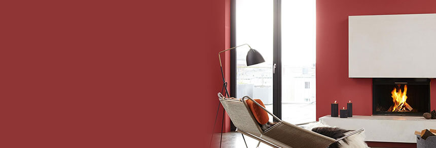 Rot Wandfarbe Wohnzimmer Idee weiße Möbel