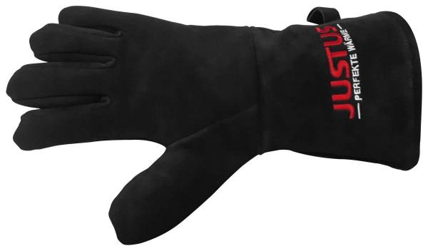 JUSTUS Grillhandschuh aus Wildleder in schwarz, für Rechts- & Linkshänder, Hitzschutzhandschuh