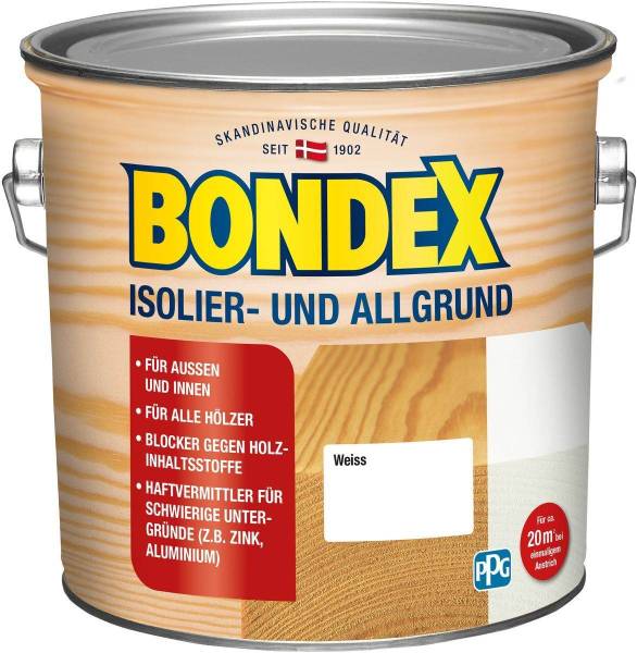 BONDEX Isolier- und Allgrund, Sperr- und Haftgrund, 0,75 - 2,5 l, weiß