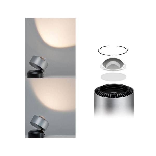 Paulmann LED Tischleuchte Aldan, 3,5W, Ø 100 mm, Schwarz | Alu gebürstet, Touch dimmbar