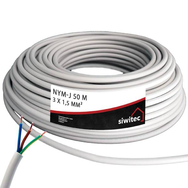 siwitec NYM-Kabel | 3x1,5 | 3x2,5 | 5x1,5 | 5x2,5 | 50m | 100m (2x50m Kabelring) | Stromkabel