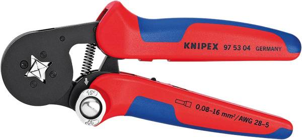Knipex Crimpzange für Aderendhülsen von 0,08 bis 16 mm², selbsteinstellend, mit Seitenführung