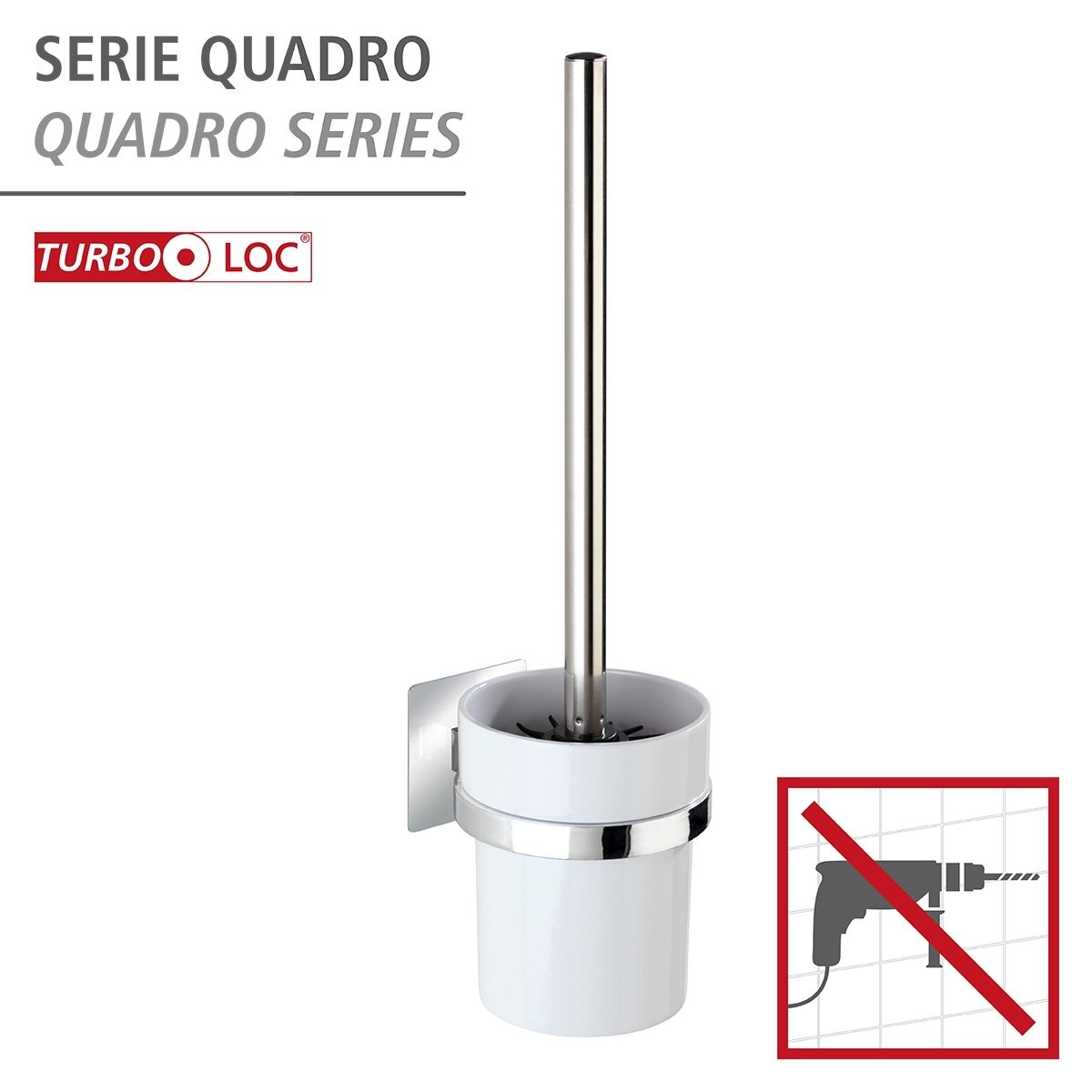 WENKO Turbo-Loc WC-Garnitur Quadro, Spezial-Klebepad für einfache Montage  ohne bohren | WC-Bürsten & Garnituren | Badaccessoires | Bad & Sanitär |  markenbaumarkt24 | Toilettenbürstenhalter