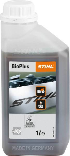 STIHL Kettensägenöl Bio-Plus, 1 Liter, umweltfreundlich, Sägekettenhaftöl, pflanzliche Basis, Pflege