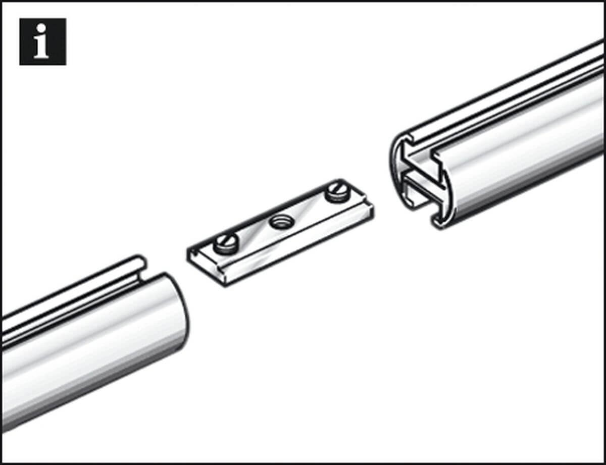 Gardinia Verbinder für Gardinenstangen mit Innenlauf II (Ø 16 mm), Aluminium