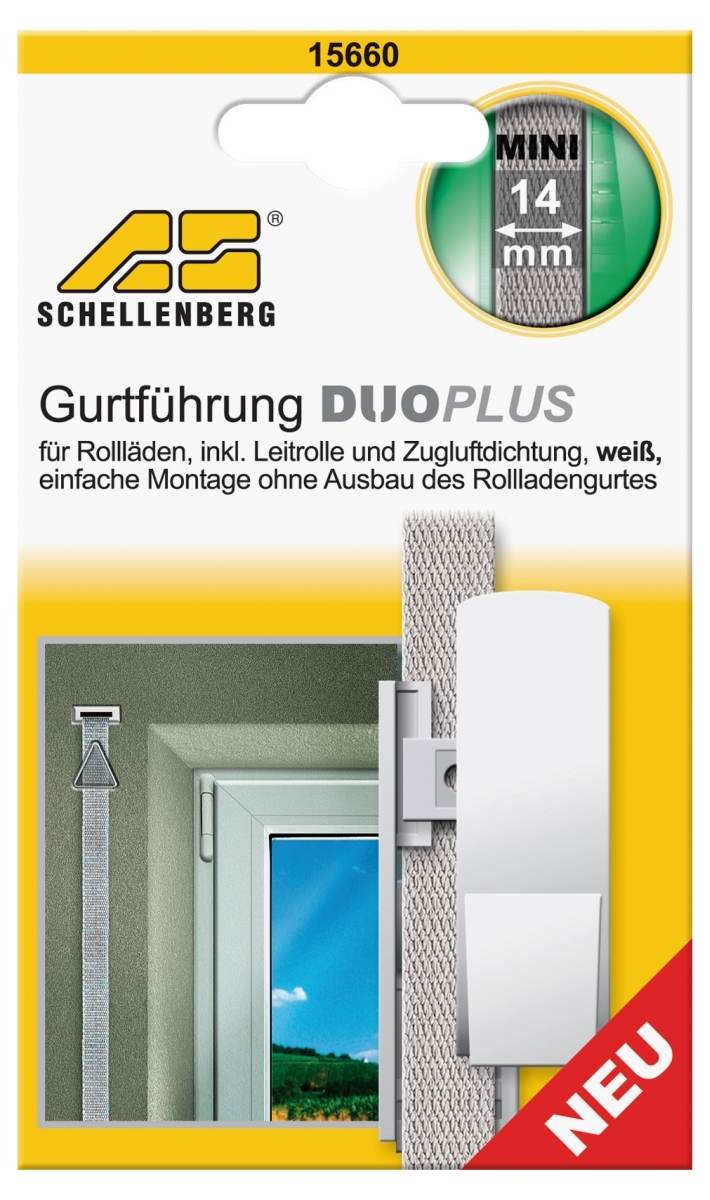 Schellenberg 15660 Gurtführung Duo Plus Mini inklusiv Zugluftdichtung und Leitrolle