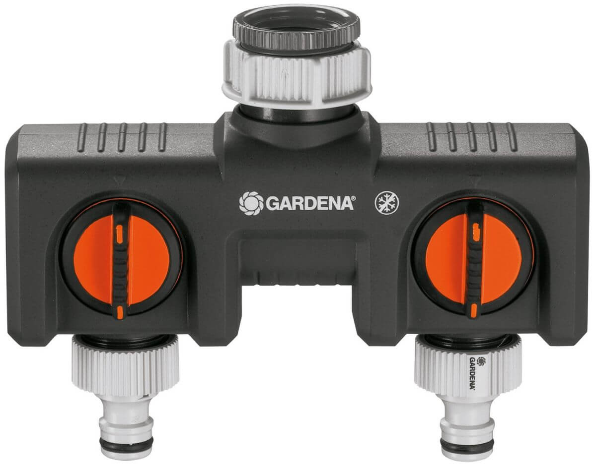 p Gardena 2-Wege-Verteiler Anschlussmöglichkeit für 2 Geräte an den Wasserhahn