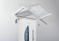 Gutta Giebelvordach GV|T, Haustürvordach mit Giebel, 160-200 cm breit, Edelstahloptik, weiß 