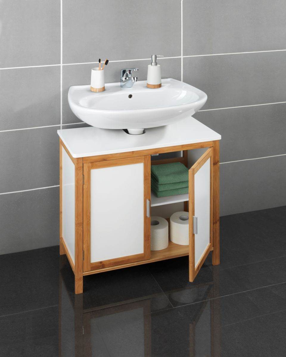 Waschbecken-Unterregal Finja, | Sanitär | aus Bambus | WENKO MDF Badmöbel und & markenbaumarkt24 Waschtischunterschränke Waschbeckenunterschrank nachhaltigem Bad |