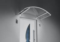 Gutta Bogenvordach mit LED Technik, 150 cm breit, Weiß, Edelstahloptik, beleuchtetes Haustürvordach