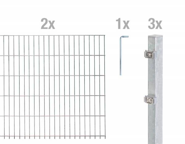 GAH Komplettset Doppelstabmattenzaun Feuerverzinkt, Zaunhöhe 80 - 180 cm, Zaunlänge 4 - 30 m, Set