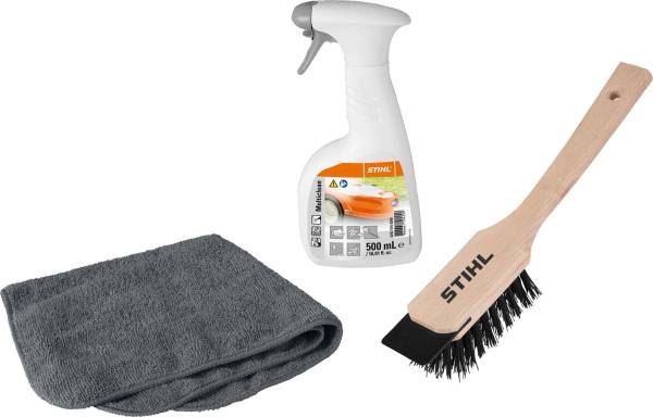 STIHL Reinigungs- & Pflegemittel Kit für iMOW und Rasenmäher, Care & Clean Kit, mit Reinigungsbürste