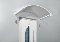 Gutta Rundbogenvordach NO, 160 cm breit, weiß, braun, Edelstahloptik, Haustürüberdachung abgerundet