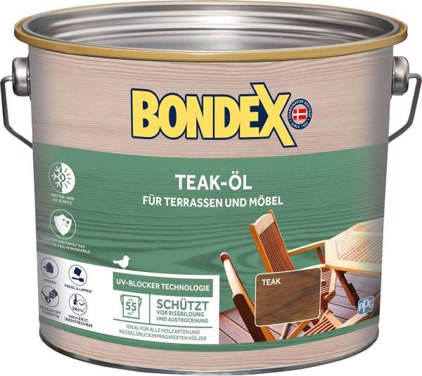 BONDEX Gartenholz Teak-Öl, 0,75 - 3 l, Wasser-stop Abperleffekt, Wetterschutz, UV-Schutz