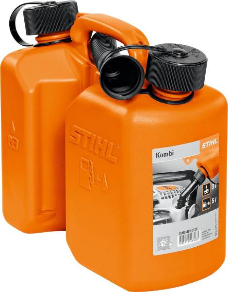 STIHL Kombi-Kanister in Orange, für 3 L Kraftstoff und 1.5 L Sägekettenöl, robuster Doppelbehälter