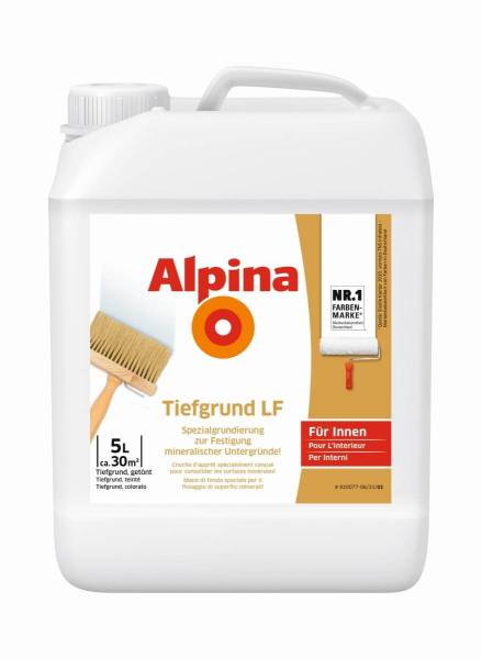 Alpina Grundierung Tiefgrund LF, 5 Liter, Spezielle Grundierung für Innen
