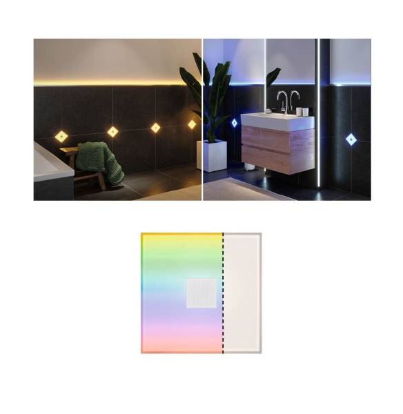 Paulmann LumiTiles LED Fliesen Square im Set, Flache Einbauleuchte mit Farbwechsel in 10 x 10 cm