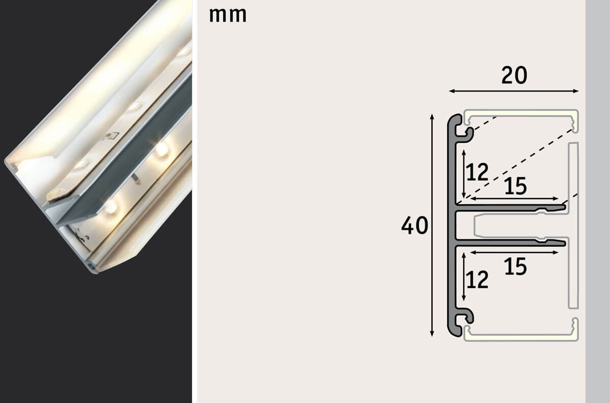 Paulmann LED-Stripe Function Profile Alu | | LED | Leuchten LED Lampen Montageschiene Streifen Profil Duo| | | Leisten & Zubehör Innenleuchten markenbaumarkt24 Streifen 